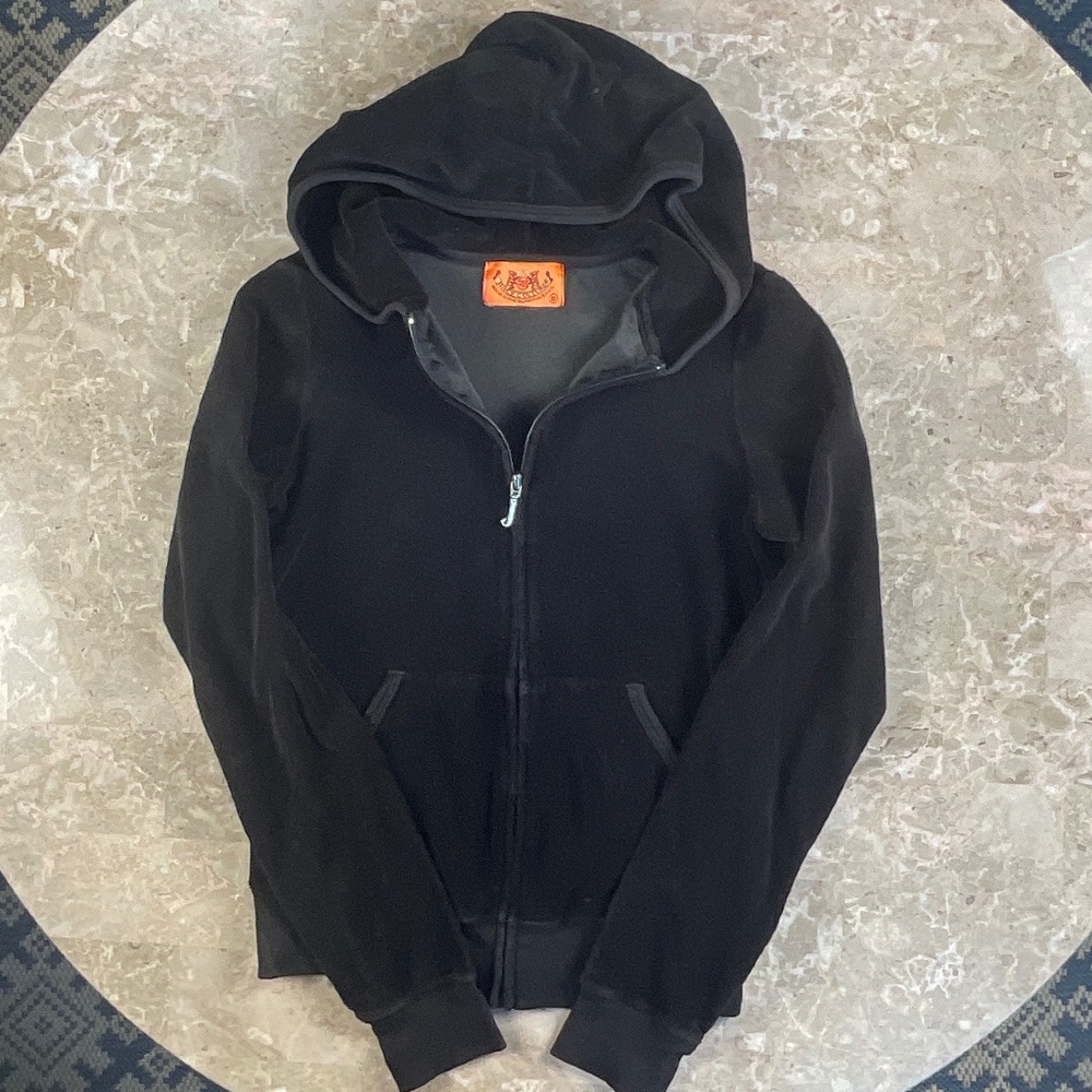 Juicy Couture Black Terry Zipped Hoodie with Pockets Size Small - Picture 6 of 10